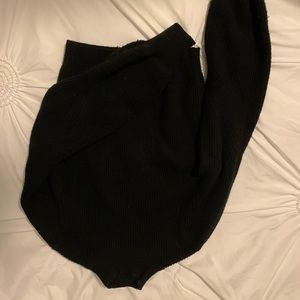 Cropped mock turtle neck sweater with balloon sleeves